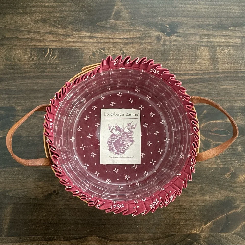 Longaberger Round Basket With Leather Handles 1996